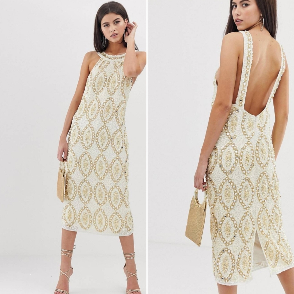 ASOS EDITION ✨ Crystal and sequin halter midi dress